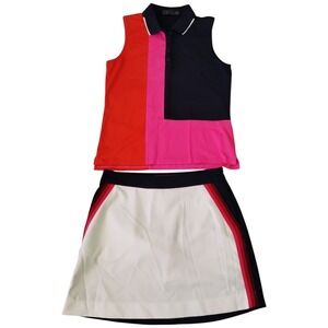 2 Piece Sets G/FORE Tux Luxe 4-Way Stretch Twill Golf Skort Skirt Top ‎ Sz 8